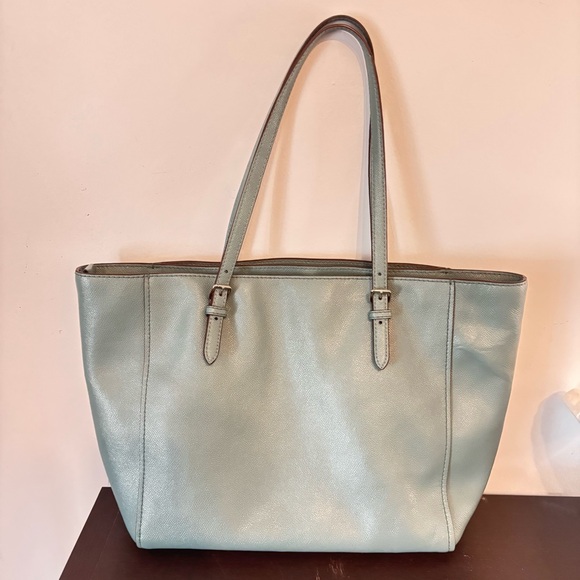 Authentic COACH Crossgrain Leather Laptop Tote Sage Blue 29086 - Picture 4 of 13